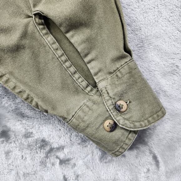 Wrangler Shirt Mens M Green Cotton Long Sleeve Button Front Workwear Outdoors - Picture 4 of 11